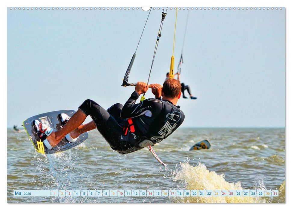 Kitesurfen - Wasser, Wind und coole Typen (CALVENDO Premium Wandkalender 2026)