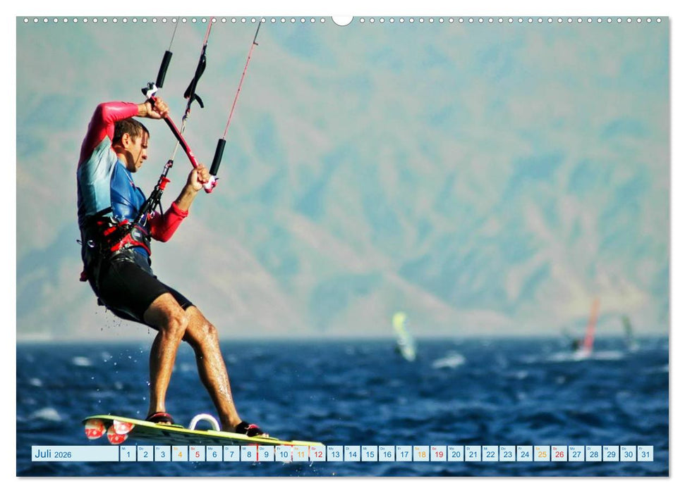 Kitesurfen - Wasser, Wind und coole Typen (CALVENDO Premium Wandkalender 2026)