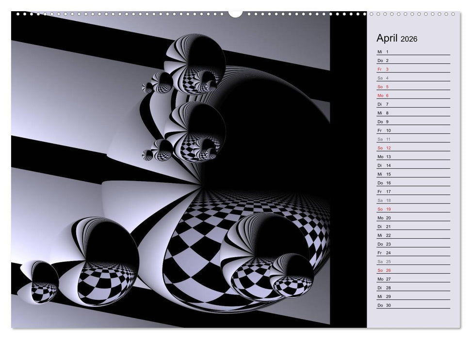 3 Dimensionen - 2 Farben (CALVENDO Wandkalender 2026)