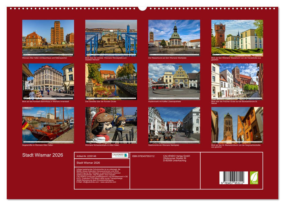 Stadt Wismar 2026 (CALVENDO Premium Wandkalender 2026)