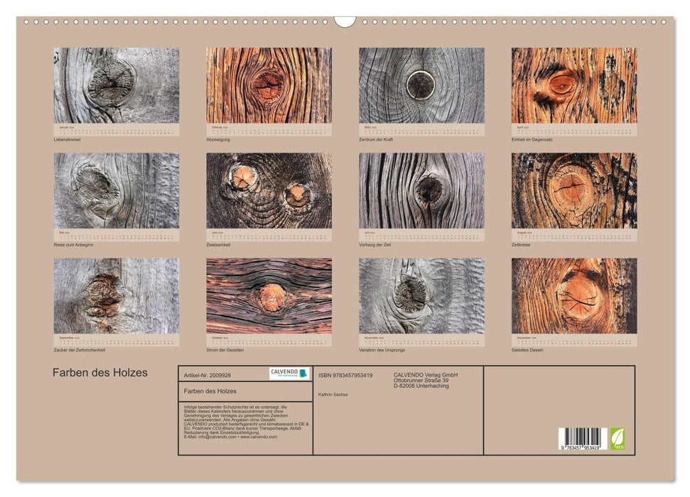 Farben des Holzes (CALVENDO Wandkalender 2026)
