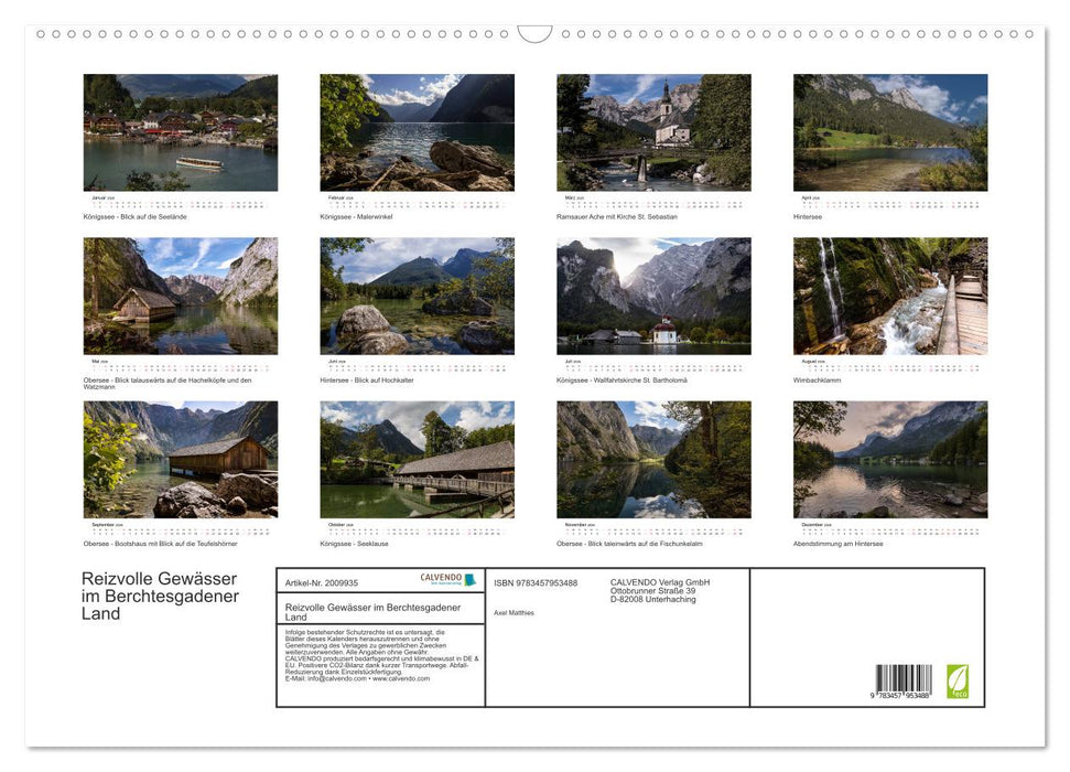 Reizvolle Gewässer im Berchtesgadener Land (CALVENDO Wandkalender 2026)