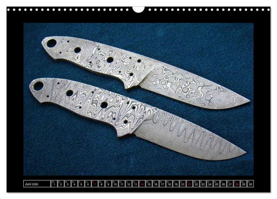 Kunst in Stahl und Damast - M e s s e r (CALVENDO Wandkalender 2026)