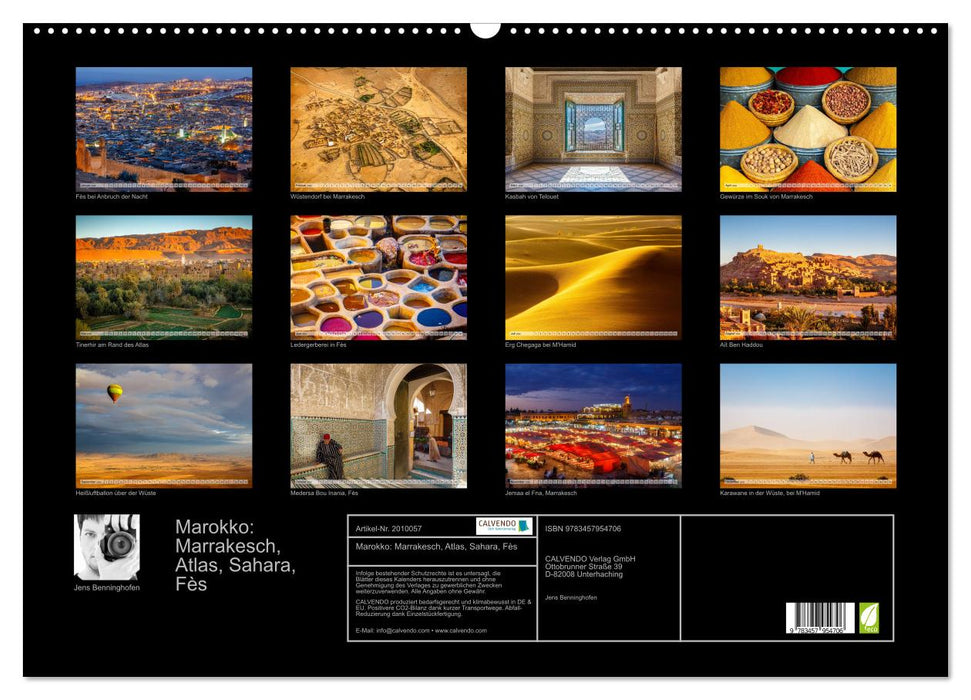 Marokko: Marrakesch, Atlas, Sahara, Fès (CALVENDO Wandkalender 2026)