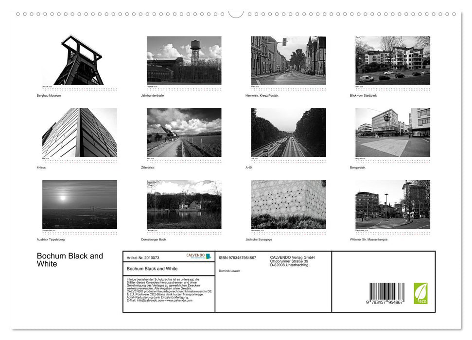 Bochum Black and White (CALVENDO Premium Wandkalender 2026)