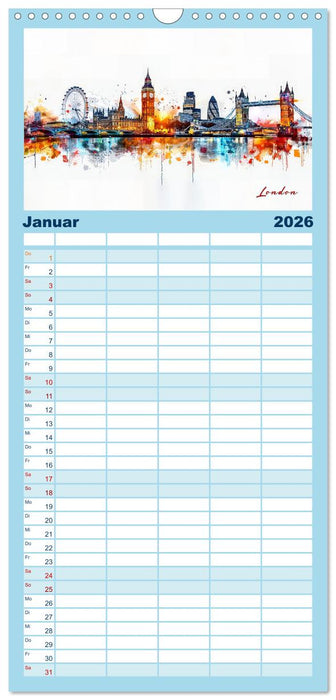 Skylines exklusiv (CALVENDO Familienplaner 2026)