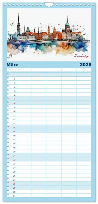 Skylines exklusiv (CALVENDO Familienplaner 2026)