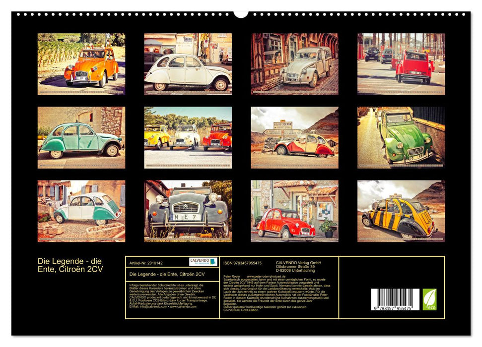Die Legende - die Ente, Citroën 2CV (CALVENDO Premium Wandkalender 2026)