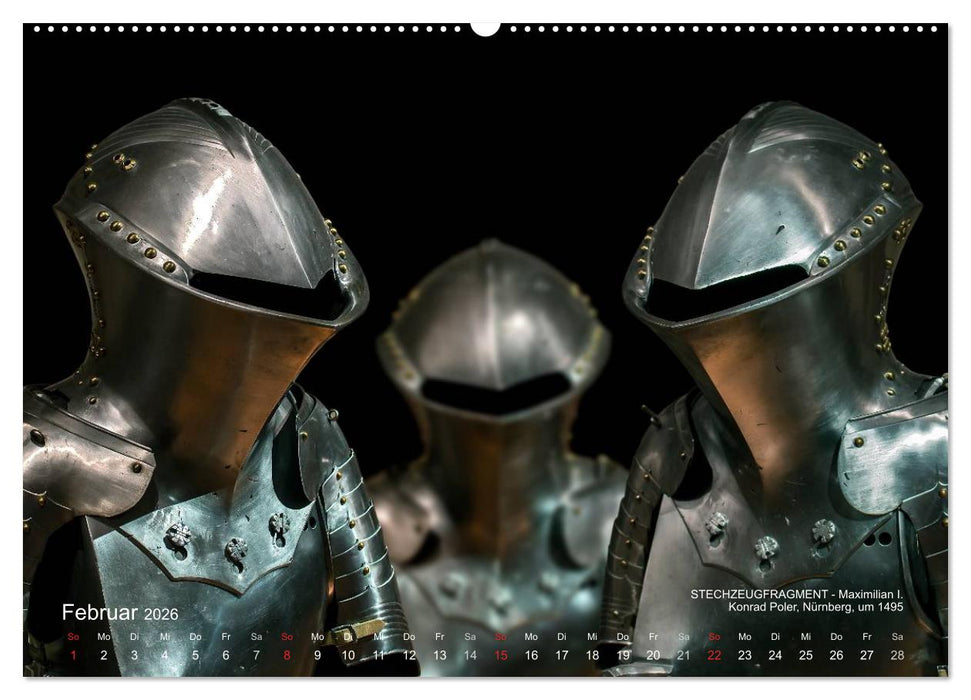 Historische Rüstungen und Waffen (CALVENDO Premium Wandkalender 2026)