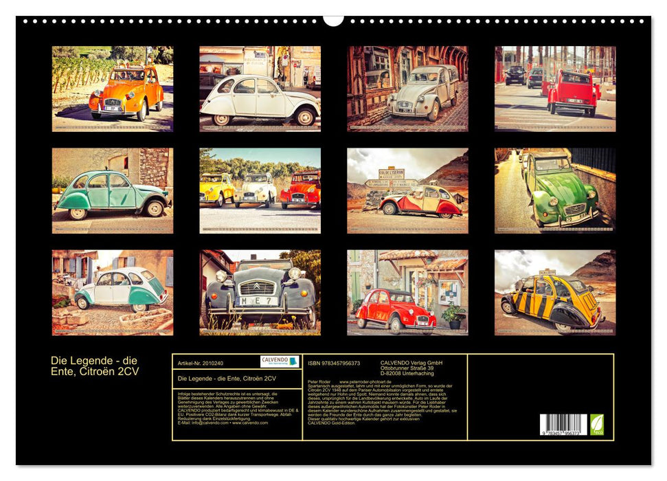 Die Legende - die Ente, Citroën 2CV (CALVENDO Wandkalender 2026)
