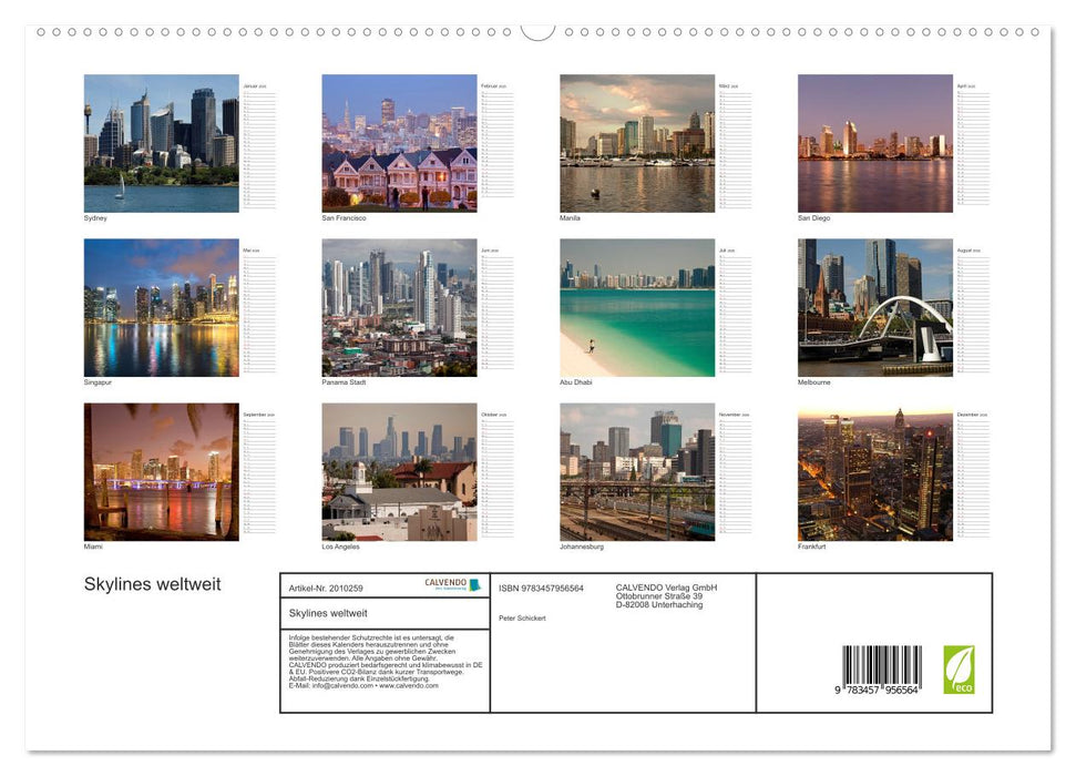 Skylines weltweit (CALVENDO Premium Wandkalender 2026)