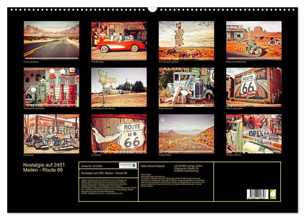 Nostalgie auf 2451 Meilen - Route 66 (CALVENDO Wandkalender 2026)