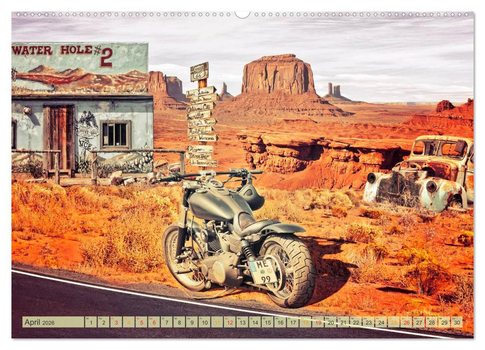 Nostalgie auf 2451 Meilen - Route 66 (CALVENDO Wandkalender 2026)