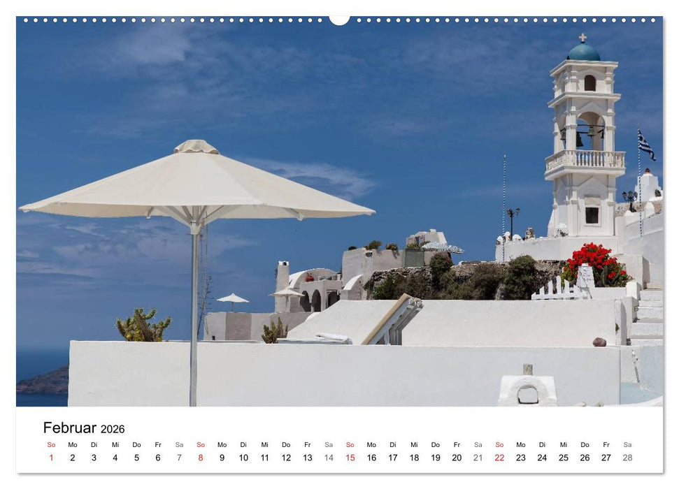 Santorini - Am Krater des Vulkans (CALVENDO Premium Wandkalender 2026)
