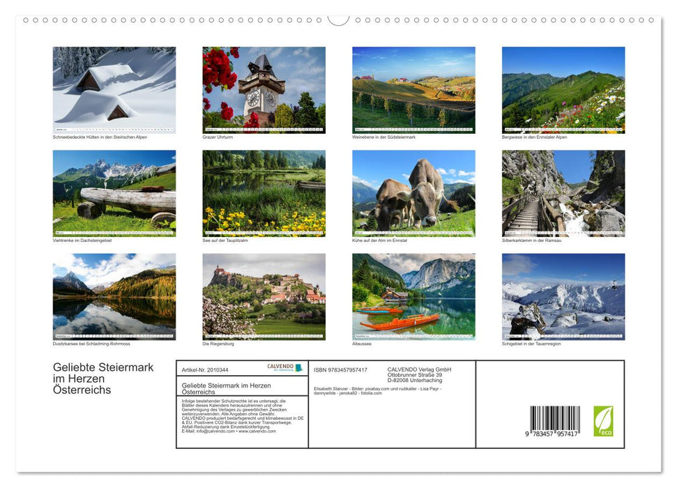 Geliebte Steiermark im Herzen Österreichs (CALVENDO Premium Wandkalender 2026)