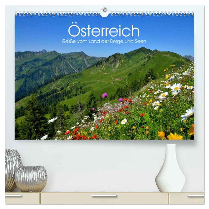 Österreich. Grüße vom Land der Berge und Seen (CALVENDO Premium Wandkalender 2026)