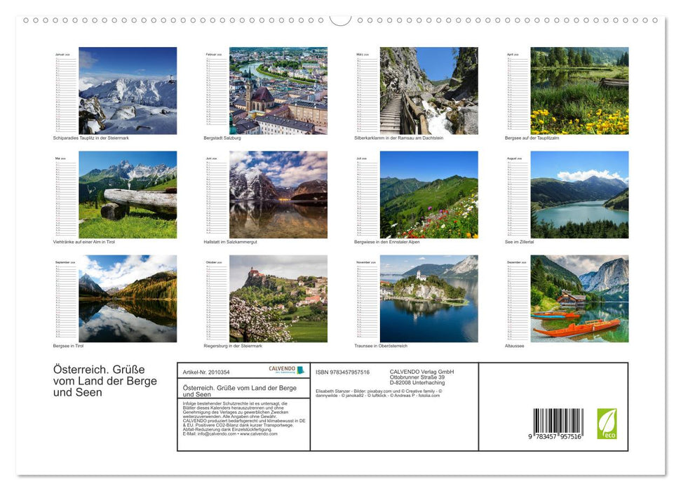 Österreich. Grüße vom Land der Berge und Seen (CALVENDO Premium Wandkalender 2026)