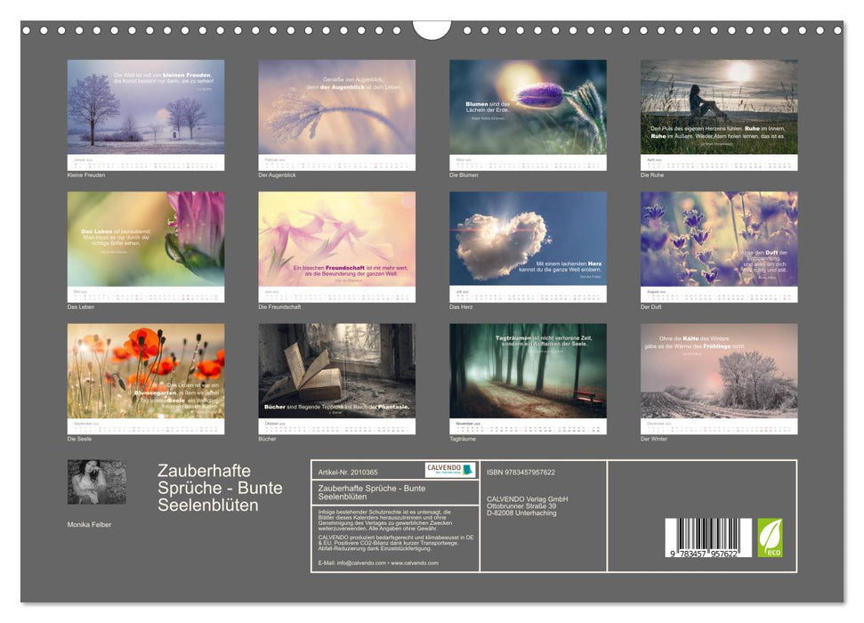Zauberhafte Sprüche - Bunte Seelenblüten (CALVENDO Wandkalender 2026)