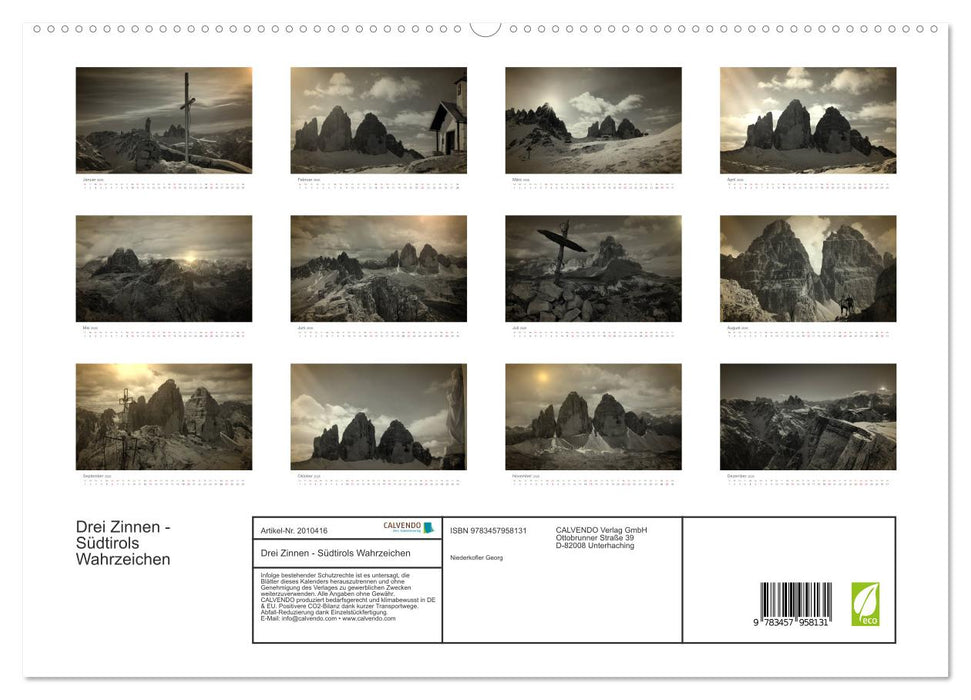 Drei Zinnen - Südtirols Wahrzeichen (CALVENDO Premium Wandkalender 2026)