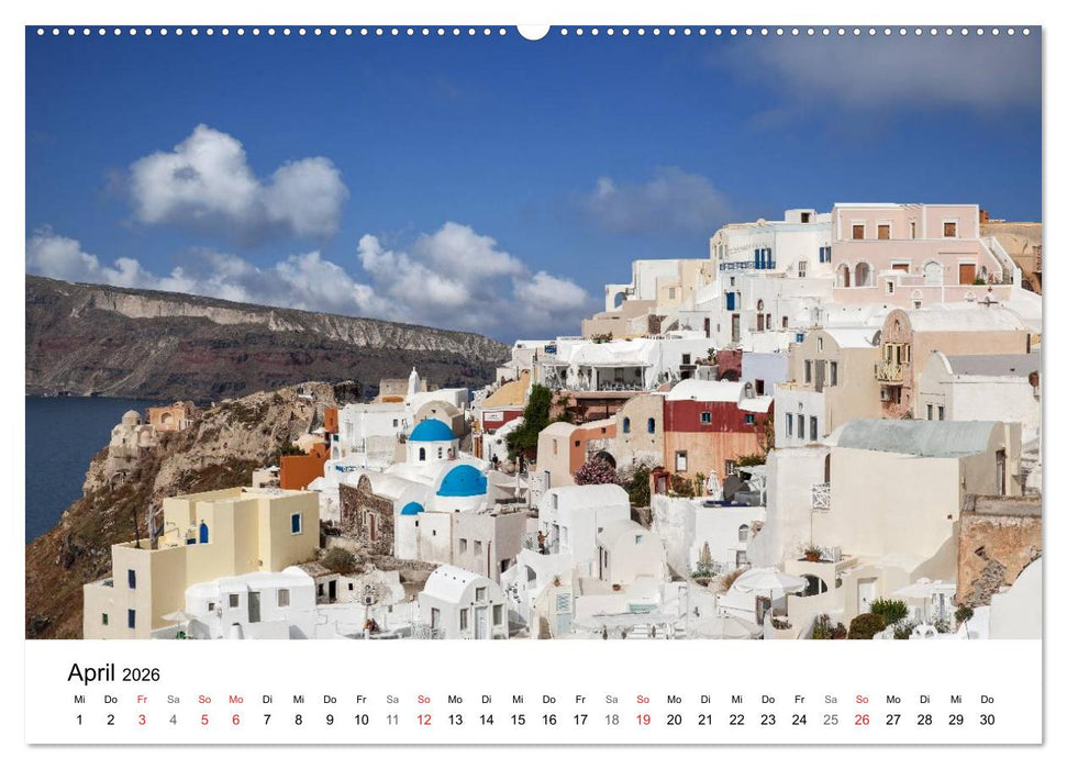 Santorini - Am Krater des Vulkans (CALVENDO Wandkalender 2026)