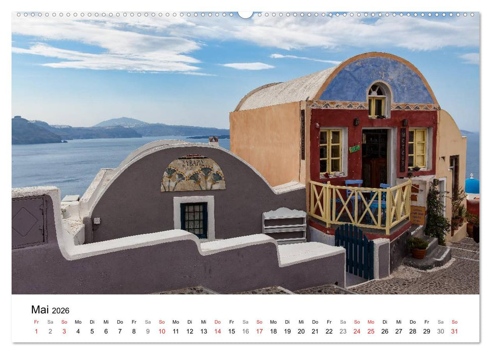 Santorini - Am Krater des Vulkans (CALVENDO Wandkalender 2026)