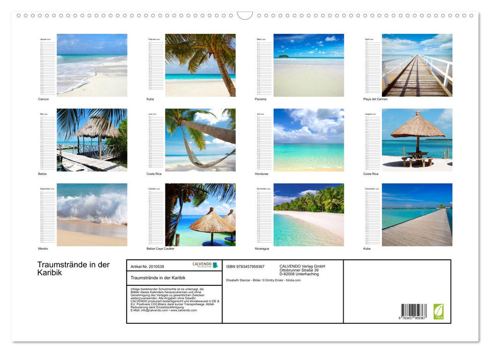Traumstrände in der Karibik (CALVENDO Wandkalender 2026)