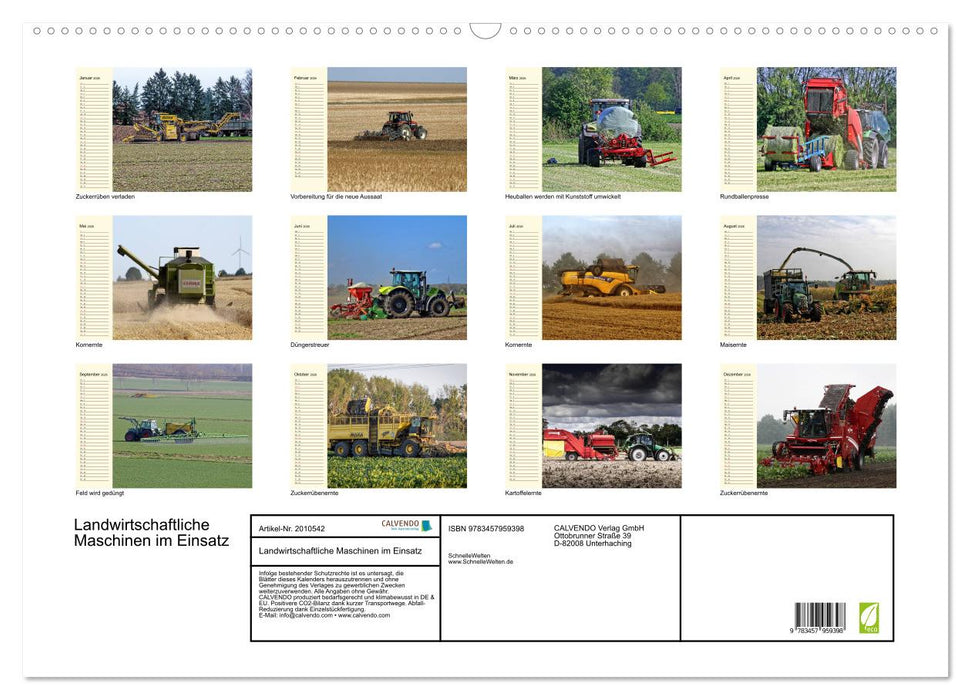 Landwirtschaftliche Maschinen im Einsatz (CALVENDO Wandkalender 2026)