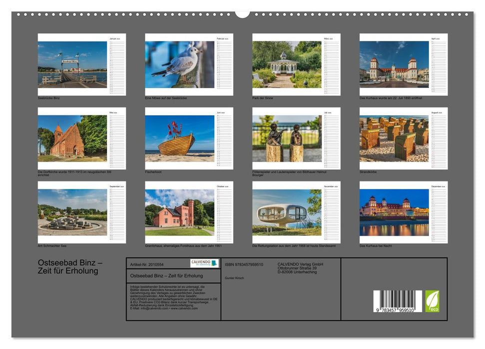 Ostseebad Binz – Zeit für Erholung (CALVENDO Premium Wandkalender 2026)