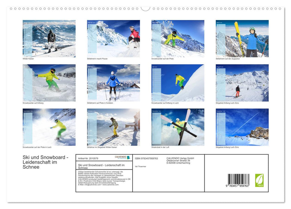 Ski und Snowboard - Leidenschaft im Schnee (CALVENDO Premium Wandkalender 2026)