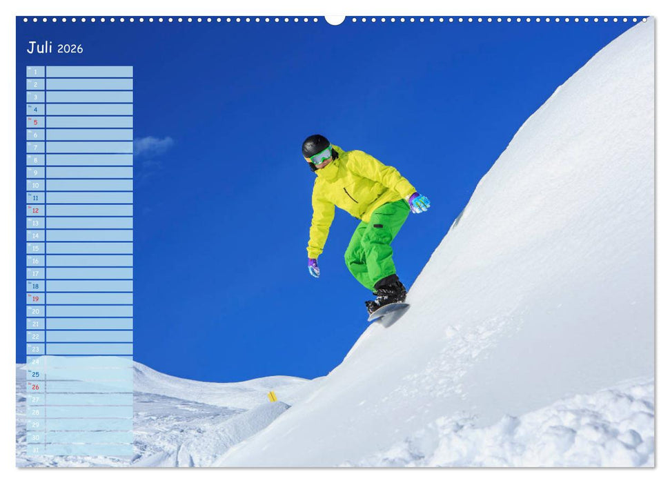 Ski und Snowboard - Leidenschaft im Schnee (CALVENDO Premium Wandkalender 2026)