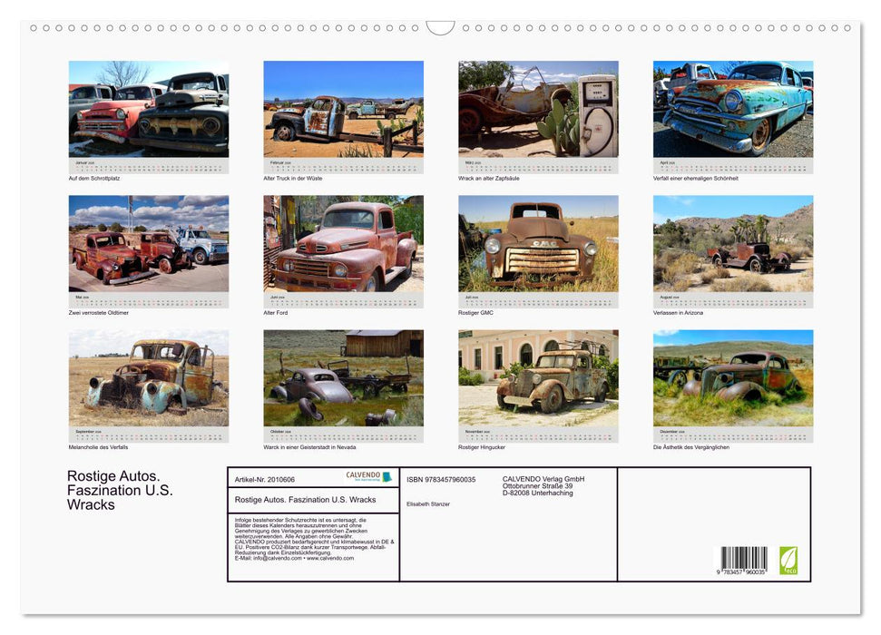 Rostige Autos. Faszination U.S. Wracks (CALVENDO Wandkalender 2026)