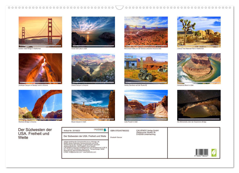 Der Südwesten der USA. Freiheit und Weite (CALVENDO Wandkalender 2026)