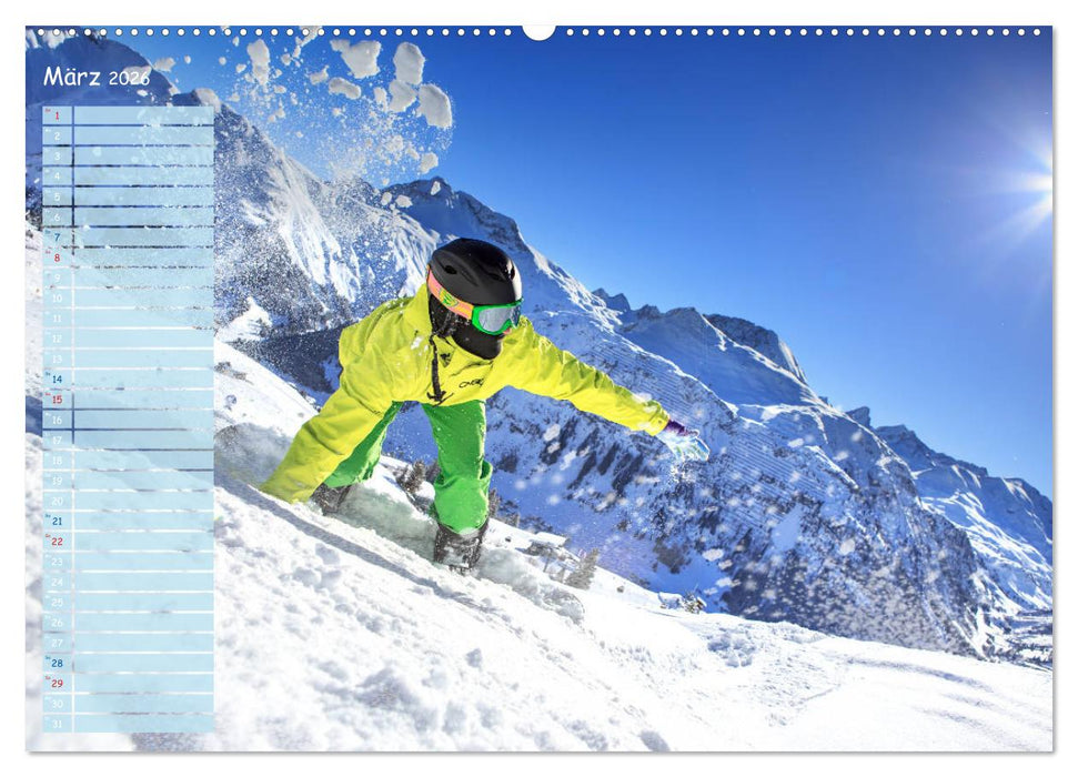 Ski und Snowboard - Leidenschaft im Schnee (CALVENDO Wandkalender 2026)