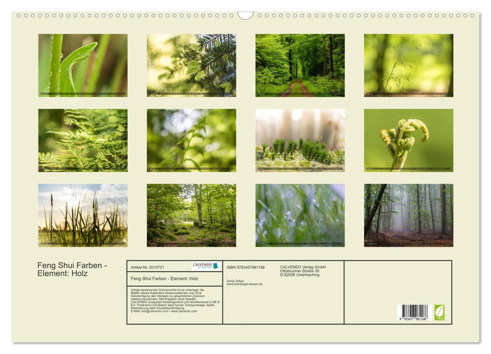 Feng Shui Farben - Element: Holz (CALVENDO Wandkalender 2026)