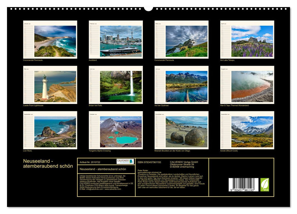 Neuseeland - atemberaubend schön (CALVENDO Premium Wandkalender 2026)