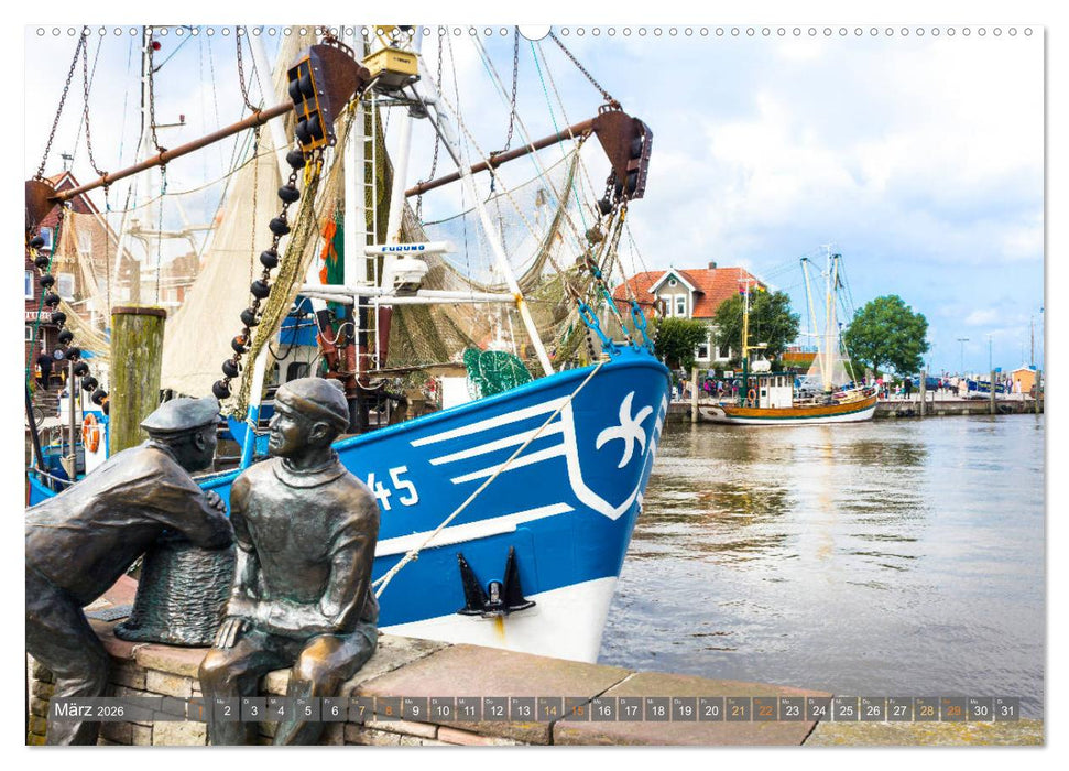 Maritime Küstenorte - von Greetsiel, über Neuharlingersiel bis Schillig (CALVENDO Premium Wandkalender 2026)