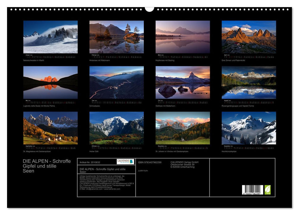 DIE ALPEN - Schroffe Gipfel und stille Seen (CALVENDO Wandkalender 2026)