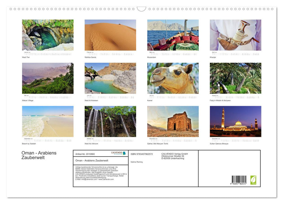 Oman - Arabiens Zauberwelt (CALVENDO Wandkalender 2026)