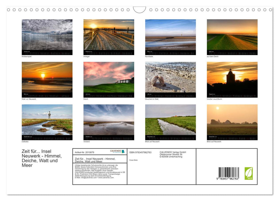 Zeit für... Insel Neuwerk - Himmel, Deiche, Watt und Meer (CALVENDO Wandkalender 2026)