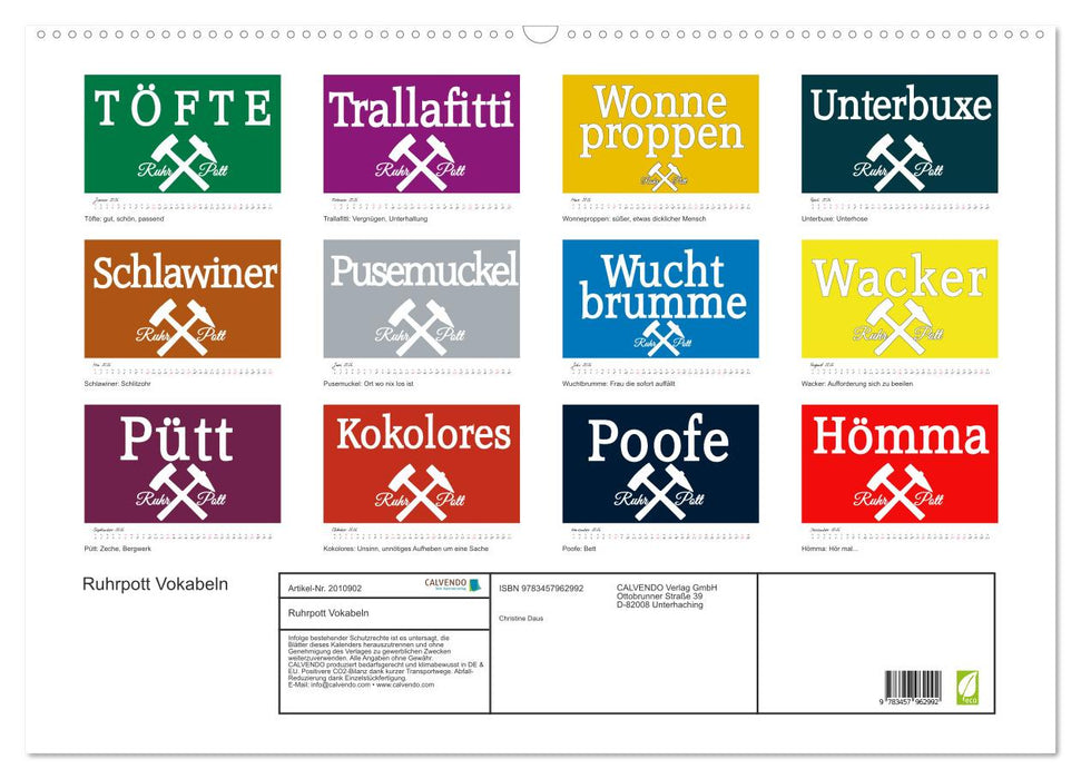 Ruhrpott Vokabeln (CALVENDO Wandkalender 2026)