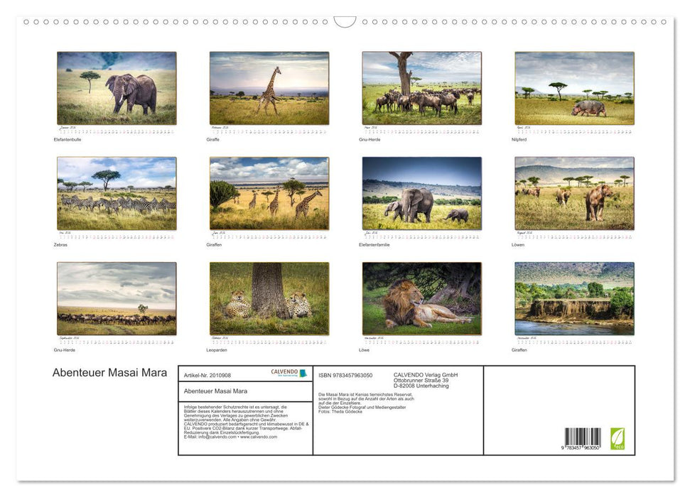 Abenteuer Masai Mara (CALVENDO Wandkalender 2026)