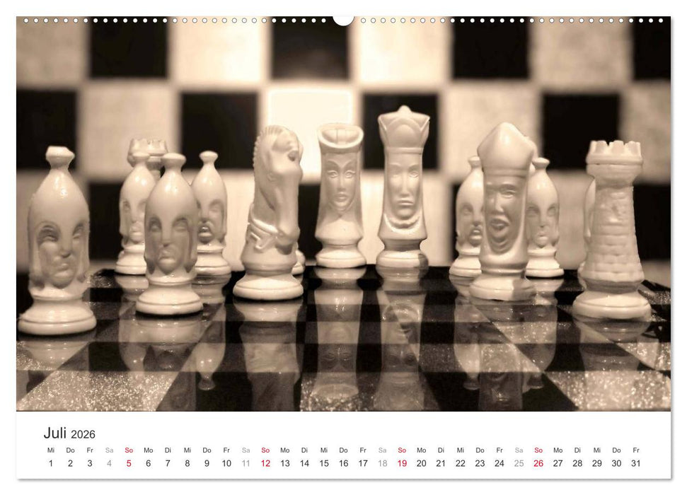 Schach 2026. Impressionen von Figuren und Spielen (CALVENDO Premium Wandkalender 2026)