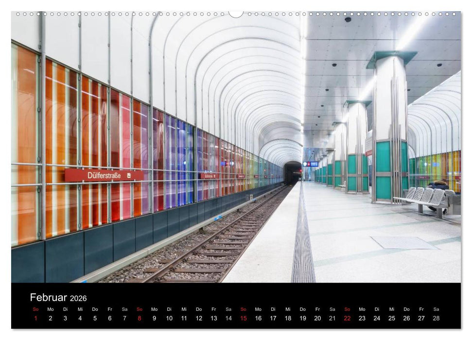 MetroMUC, Stationen im Untergrund Münchens (CALVENDO Premium Wandkalender 2026)
