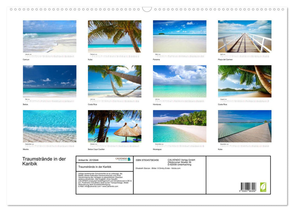 Traumstrände in der Karibik (CALVENDO Wandkalender 2026)