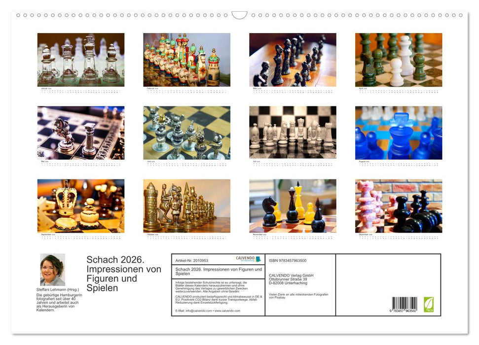 Schach 2026. Impressionen von Figuren und Spielen (CALVENDO Wandkalender 2026)