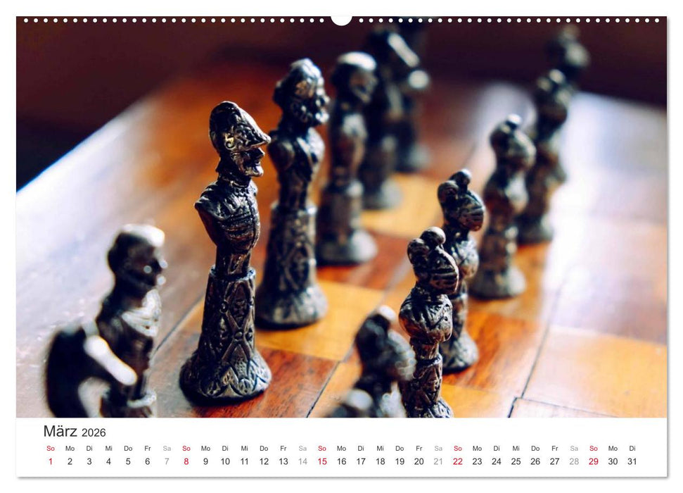 Schach 2026. Impressionen von Figuren und Spielen (CALVENDO Wandkalender 2026)