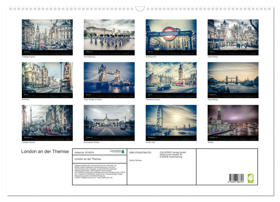 London an der Themse (CALVENDO Wandkalender 2026)