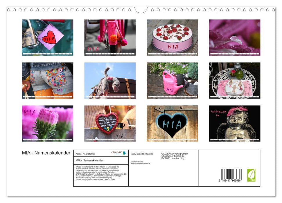 MIA - Namenskalender (CALVENDO Wandkalender 2026)