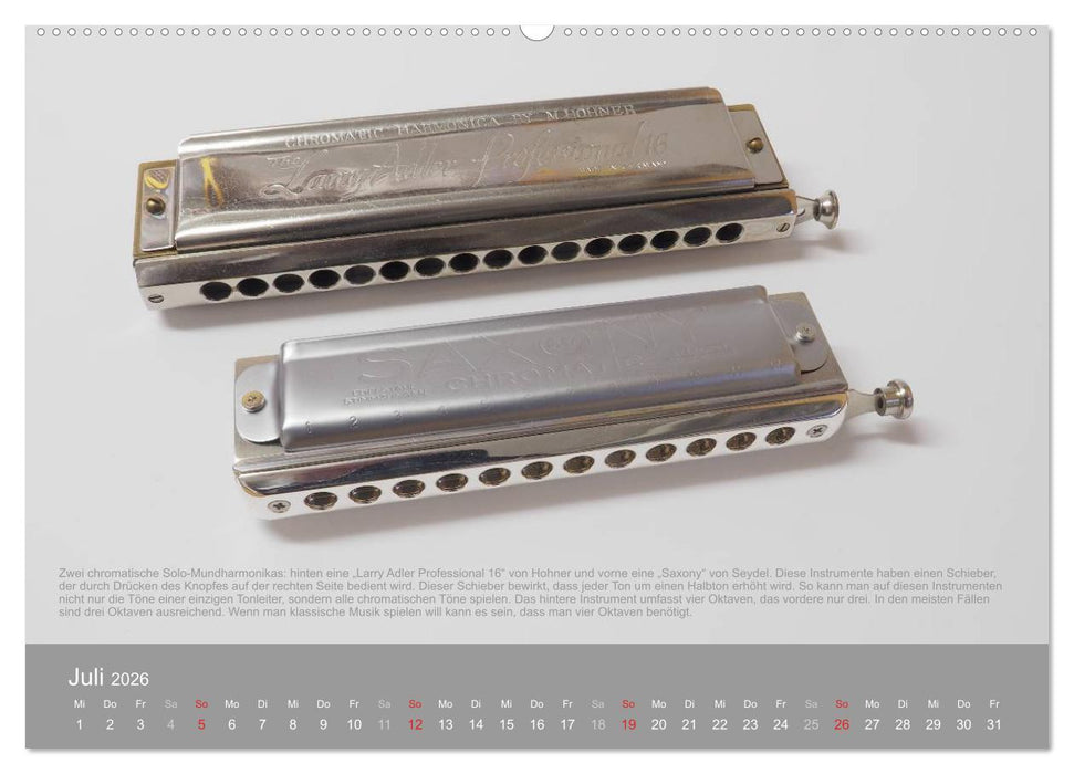 Mundharmonikas im Blickpunkt (CALVENDO Premium Wandkalender 2026)