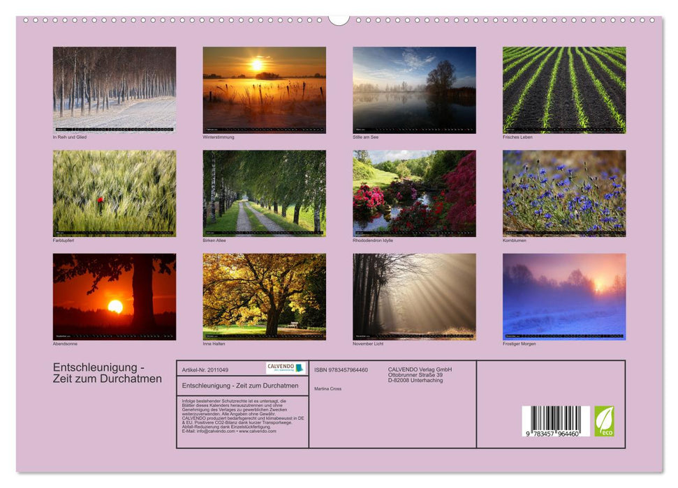 Entschleunigung - Zeit zum Durchatmen (CALVENDO Premium Wandkalender 2026)
